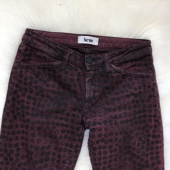Acne Studios Denim - Acne Kick Print Wine Skinny Jeans size 6
